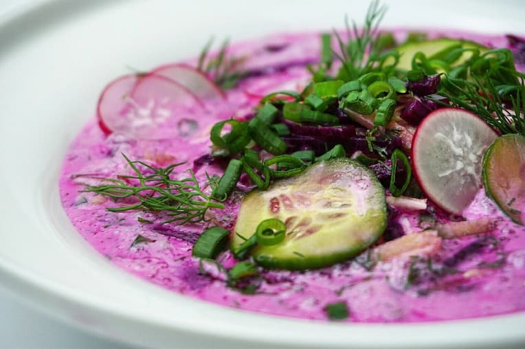Traditional Latvian Cold Beet Soup